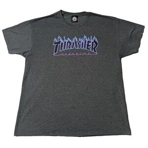 THRASHER MAGAZINE Men XL? Gray FLAME Logo Graphic Print T-Shirt